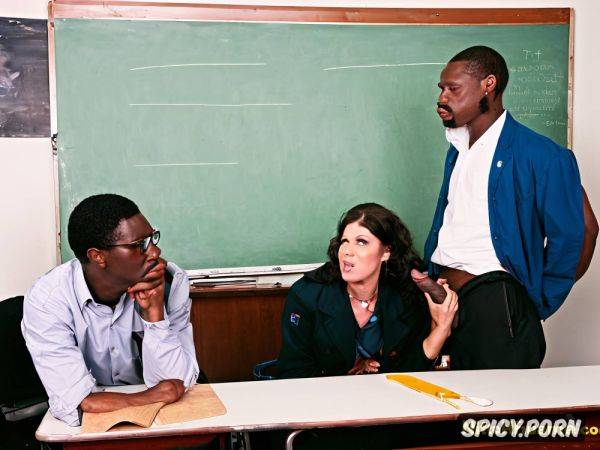 Real natural colors detailed anatomy expressive faces terrified white lady teacher full of cum on body is fucked by few fierces rebel ugandan in the middle in classroom - spicy.porn - Uganda on pornsimulated.com