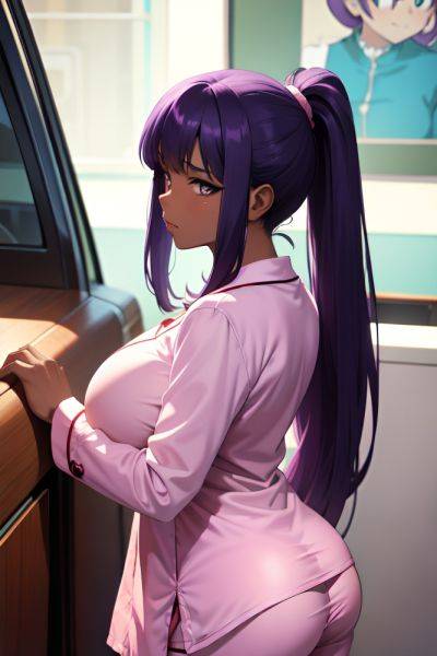 Anime Busty Huge Boobs 70s Age Sad Face Purple Hair Ponytail Hair Style Dark Skin Vintage Stage Side View On Back Pajamas 3668180814770692473 - AI Hentai - aihentai.co on pornsimulated.com