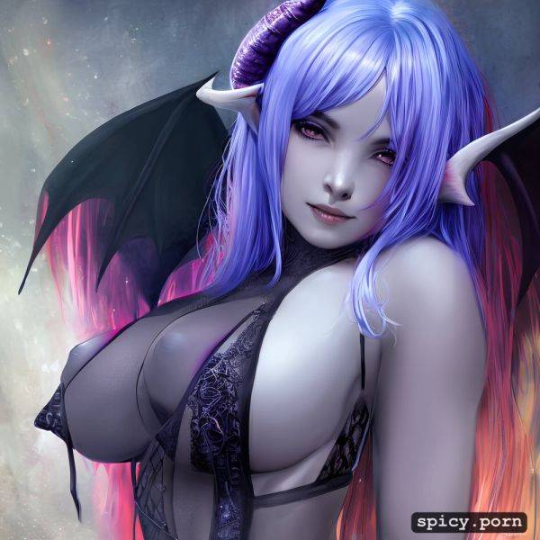 Purple hair highres nice natural boobs demon tail ultra detailed - spicy.porn on pornsimulated.com