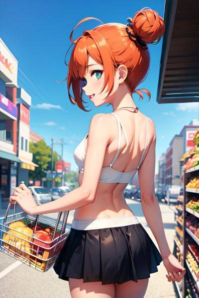 Anime Skinny Small Tits 20s Age Happy Face Ginger Hair Bun Hair Style Dark Skin Crisp Anime Grocery Back View Jumping Mini Skirt 3668389551446188179 - AI Hentai - aihentai.co on pornsimulated.com