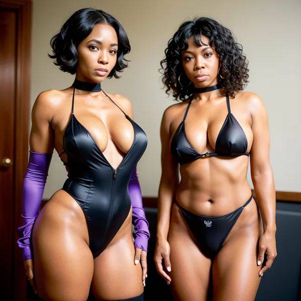 Black people, ,(2women:2),elder,(RAW photo, best quality, masterpiece:1.1), (realistic, photo-realistic:1.2), ultra-detailed, ultra high res, physically-based rendering,short hair,messy hair,purple hair,black - pornmake.ai on pornsimulated.com