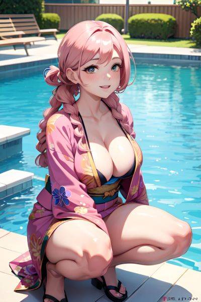 Anime Chubby Small Tits 40s Age Happy Face Pink Hair Braided Hair Style Dark Skin Skin Detail (beta) Pool Front View Squatting Kimono 3668718114830042573 - AI Hentai - aihentai.co on pornsimulated.com