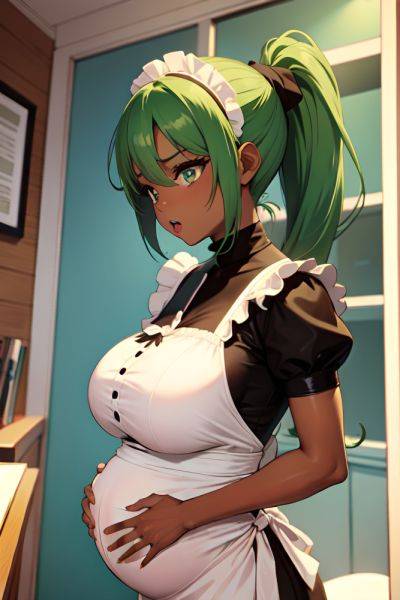 Anime Pregnant Small Tits 60s Age Shocked Face Green Hair Ponytail Hair Style Dark Skin Comic Stage Side View Gaming Maid 3665424733739533533 - AI Hentai - aihentai.co on pornsimulated.com