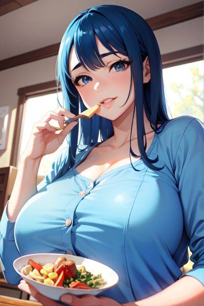 Anime Chubby Huge Boobs 18 Age Happy Face Blue Hair Slicked Hair Style Light Skin Watercolor Snow Close Up View Eating Pajamas 3665486581269310352 - AI Hentai - aihentai.co on pornsimulated.com