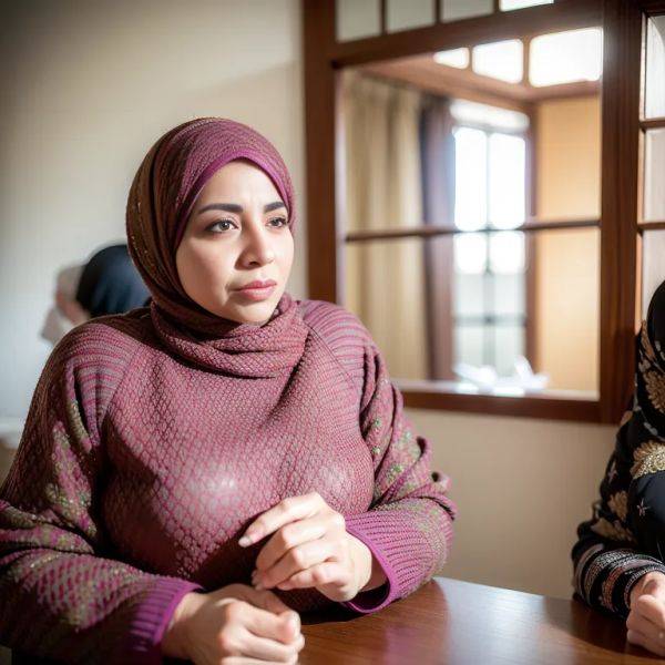 , Arabs,(2women:2),aging,(RAW photo, best quality, masterpiece:1.1), (realistic, photo-realistic:1.2), ultra-detailed, ultra high res, physically-based rendering,(adult:1.5) - pornmake.ai on pornsimulated.com