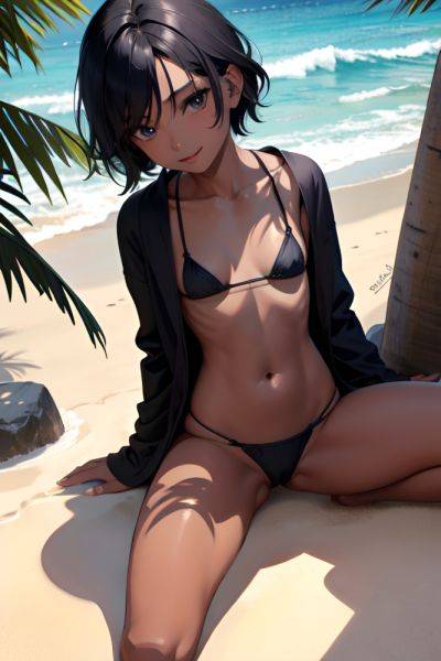 Anime Skinny Small Tits 40s Age Happy Face Black Hair Pixie Hair Style Dark Skin Charcoal Beach Front View Spreading Legs Bathrobe 3668853408844105472 - AI Hentai - aihentai.co on pornsimulated.com