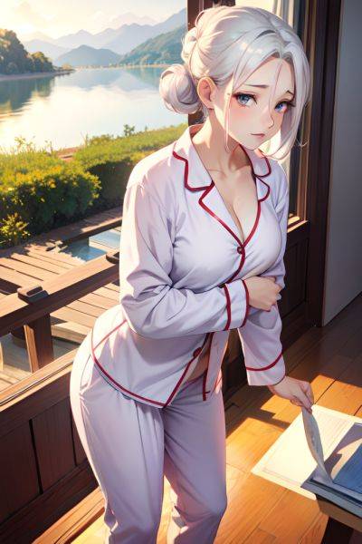 Anime Busty Small Tits 30s Age Sad Face White Hair Hair Bun Hair Style Light Skin Vintage Lake Front View Working Out Pajamas 3669680616996681495 - AI Hentai - aihentai.co on pornsimulated.com