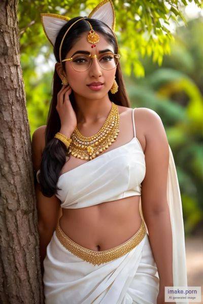 Indian girl with eye specs and cat ears and gold jewel and in... - imake.porn - India on pornsimulated.com