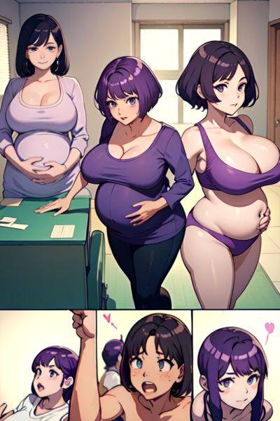 Anime Pregnant Huge Boobs 40s Age Serious Face Purple Hair Pixie Hair Style Light Skin Crisp Anime Party Front View Plank Teacher 3669823639409520005 - AI Hentai - aihentai.co on pornsimulated.com