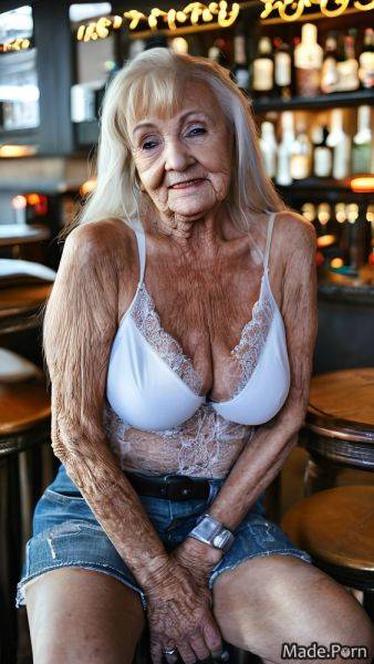 Blonde long hair bangs hair looking at viewer full shot 90 daisy dukes AI porn - made.porn on pornsimulated.com
