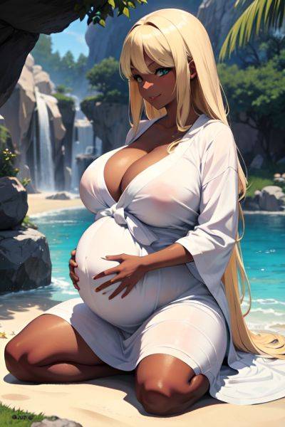 Anime Pregnant Huge Boobs 30s Age Happy Face Blonde Straight Hair Style Dark Skin Soft + Warm Cave Side View Working Out Bathrobe 3669893217880548361 - AI Hentai - aihentai.co on pornsimulated.com