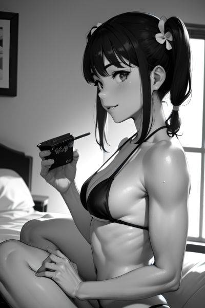 Anime Muscular Small Tits 40s Age Happy Face Ginger Pigtails Hair Style Light Skin Black And White Bedroom Side View Eating Bikini 3670082628483383166 - AI Hentai - aihentai.co on pornsimulated.com