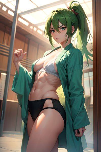 Anime Muscular Small Tits 30s Age Angry Face Green Hair Ponytail Hair Style Light Skin Cyberpunk Onsen Front View Working Out Bathrobe 3670159937418437111 - AI Hentai - aihentai.co on pornsimulated.com