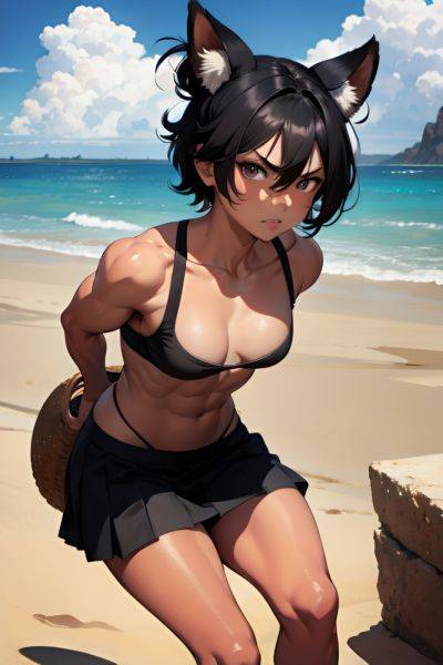Anime Muscular Small Tits 30s Age Angry Face Black Hair Pixie Hair Style Dark Skin Painting Desert Front View Yoga Mini Skirt 3665722374977119499 - AI Hentai - aihentai.co on pornsimulated.com