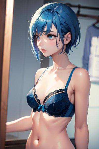 Anime Skinny Small Tits 20s Age Sad Face Blue Hair Pixie Hair Style Light Skin Skin Detail (beta) Changing Room Side View On Back Bra 3665799684389454050 - AI Hentai - aihentai.co on pornsimulated.com