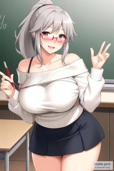 Older woman , teacher , happy, blushing, sweater falling off of... - imake.porn on pornsimulated.com