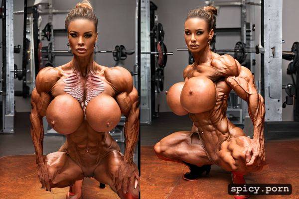 Abs tiny waist very detailed face big erect nipples gigantic muscular supermegaheavyweight female bodybuilder cute face - spicy.porn on pornsimulated.com