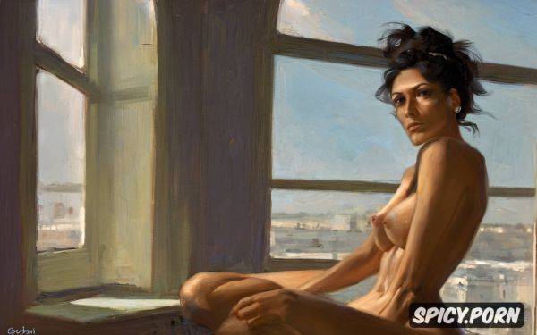 Elegante breast flat tummy ilya repin painting woman sitting on stool in kitchen and looking outside of window - spicy.porn on pornsimulated.com