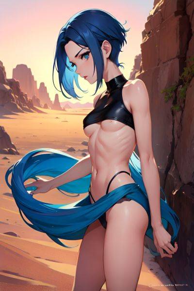 Anime Skinny Small Tits 30s Age Seductive Face Blue Hair Pixie Hair Style Light Skin Illustration Desert Side View Working Out Goth 3666159174933272059 - AI Hentai - aihentai.co on pornsimulated.com