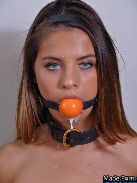 Open mouth bukkake indian ball gag cum in mouth tanned skin white AI porn - made.porn - India on pornsimulated.com