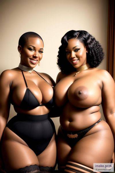 Two Black women submissive shy with shaved heads wearing black... - imake.porn on pornsimulated.com