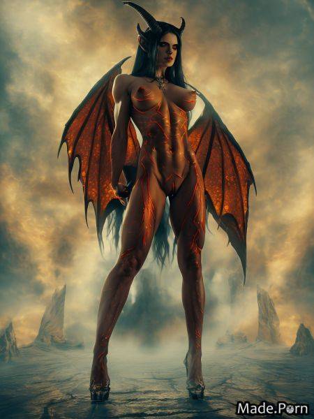 Standing bodypaint woman dragon scales demon wings nude gigantic boobs AI porn - made.porn on pornsimulated.com