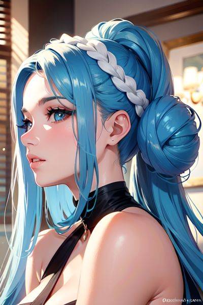 Anime Muscular Huge Boobs 20s Age Seductive Face Blue Hair Pigtails Hair Style Light Skin Mirror Selfie Office Close Up View Bending Over Bikini 3666557316614332219 - AI Hentai - aihentai.co on pornsimulated.com