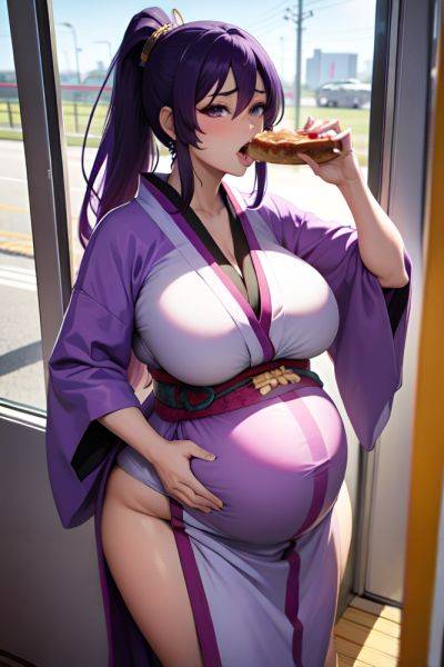 Anime Pregnant Huge Boobs 20s Age Ahegao Face Purple Hair Ponytail Hair Style Light Skin Cyberpunk Train Side View Eating Kimono 3666692609862062367 - AI Hentai - aihentai.co on pornsimulated.com