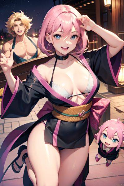 Anime Muscular Small Tits 80s Age Laughing Face Pink Hair Slicked Hair Style Dark Skin Charcoal Oasis Front View Jumping Kimono 3666704206273896621 - AI Hentai - aihentai.co on pornsimulated.com