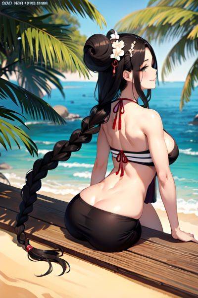 Anime Skinny Huge Boobs 60s Age Laughing Face Brunette Braided Hair Style Light Skin Black And White Beach Back View Plank Geisha 3666862689306971787 - AI Hentai - aihentai.co on pornsimulated.com