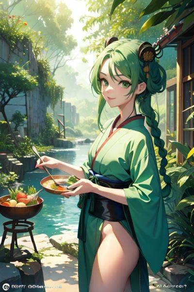 Anime Skinny Small Tits 20s Age Happy Face Green Hair Braided Hair Style Light Skin Painting Jungle Front View Cooking Geisha 3670770681840987944 - AI Hentai - aihentai.co on pornsimulated.com