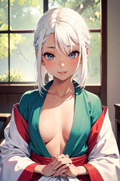 Anime Skinny Small Tits 20s Age Happy Face White Hair Slicked Hair Style Dark Skin Soft + Warm Bedroom Front View Yoga Kimono 3672544933184346445 - AI Hentai - aihentai.co on pornsimulated.com