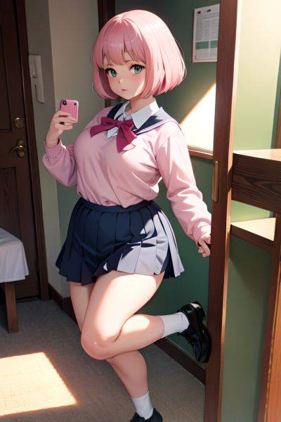 Anime Chubby Small Tits 60s Age Serious Face Pink Hair Bobcut Hair Style Light Skin Mirror Selfie Lake Side View Jumping Schoolgirl 3673178870388964633 - AI Hentai - aihentai.co on pornsimulated.com