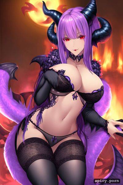 Purple hair highres nice natural boobs black demonic tail - spicy.porn on pornsimulated.com