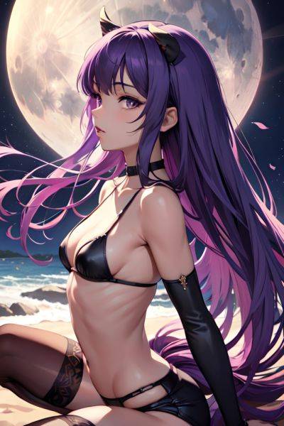Anime Skinny Small Tits 20s Age Seductive Face Purple Hair Bangs Hair Style Dark Skin Skin Detail (beta) Moon Side View Straddling Stockings 3673561551979808495 - AI Hentai - aihentai.co on pornsimulated.com