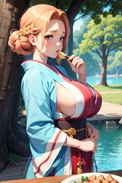Anime Skinny Huge Boobs 50s Age Shocked Face Ginger Braided Hair Style Light Skin Soft Anime Lake Front View Eating Kimono 3673805076588300674 - AI Hentai - aihentai.co on pornsimulated.com