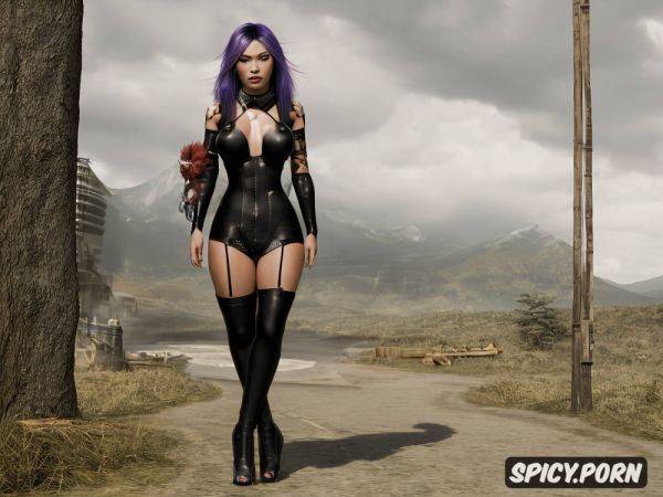 Violet hair on her head asian mongolian thai woman beautiful face angry she has perfect body and stockings she has 20 y o - spicy.porn - Thailand - Mongolia on pornsimulated.com