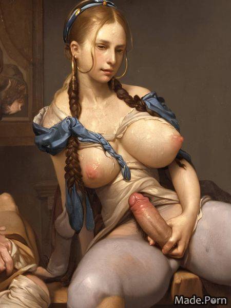 Blonde caucasian big cock gigantic boobs interracial blowjob hairband AI porn - made.porn on pornsimulated.com