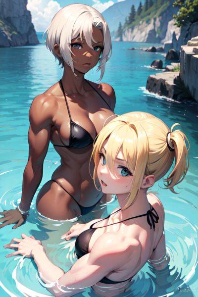 Anime Muscular Small Tits 30s Age Shocked Face Blonde Pixie Hair Style Dark Skin Black And White Prison Side View Bathing Bikini 3674419686416598951 - AI Hentai - aihentai.co on pornsimulated.com
