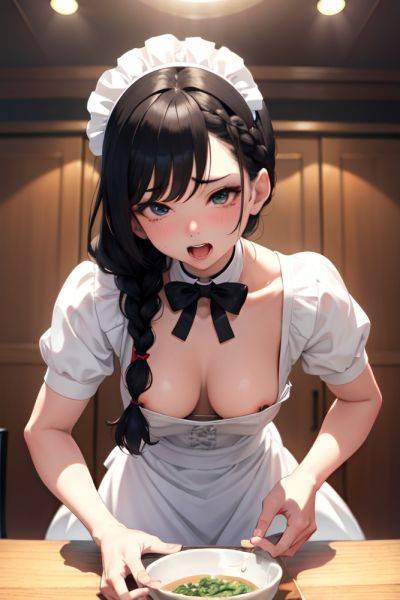Anime Busty Small Tits 80s Age Ahegao Face Black Hair Braided Hair Style Light Skin Soft + Warm Stage Front View Cumshot Maid 3674508591793696389 - AI Hentai - aihentai.co on pornsimulated.com