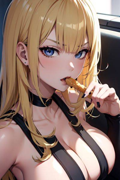 Anime Skinny Huge Boobs 20s Age Angry Face Blonde Bangs Hair Style Dark Skin Black And White Club Close Up View Eating Goth 3674848753654959037 - AI Hentai - aihentai.co on pornsimulated.com