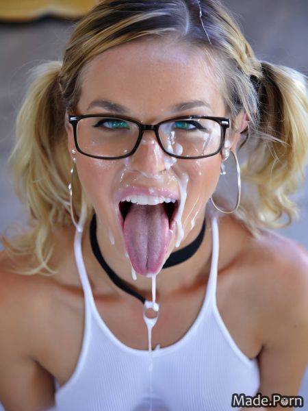 Farmers market pigtails flashing tits bimbo close up open mouth choker AI porn - made.porn on pornsimulated.com