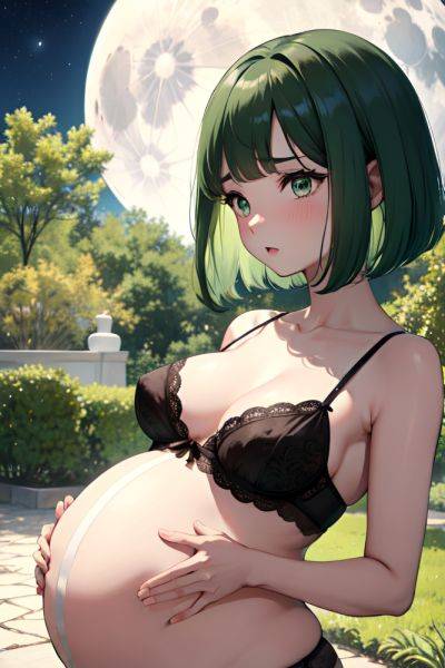 Anime Pregnant Small Tits 50s Age Sad Face Green Hair Bobcut Hair Style Dark Skin Black And White Moon Side View Jumping Lingerie 3675382188136284513 - AI Hentai - aihentai.co on pornsimulated.com