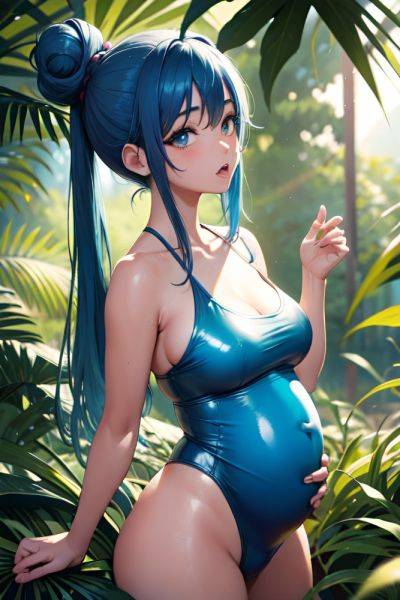 Anime Pregnant Small Tits 20s Age Ahegao Face Blue Hair Hair Bun Hair Style Dark Skin Crisp Anime Jungle Close Up View Yoga Latex 3675869237880960700 - AI Hentai - aihentai.co on pornsimulated.com