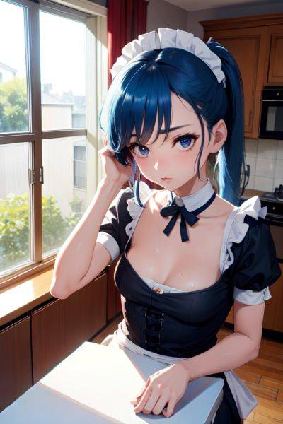 Anime Skinny Small Tits 20s Age Sad Face Blue Hair Ponytail Hair Style Light Skin Dark Fantasy Kitchen Front View Cumshot Maid 3675954277770654591 - AI Hentai - aihentai.co on pornsimulated.com