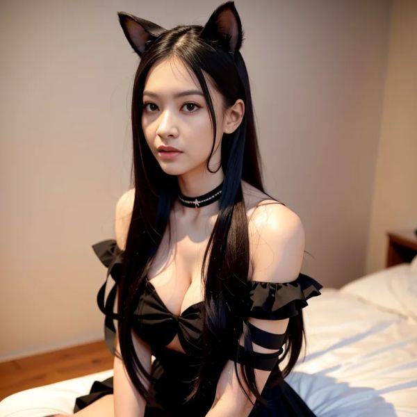 ,woman,thirties,(RAW photo, best quality, masterpiece:1.1), (realistic, photo-realistic:1.2), ultra-detailed, ultra high res, physically-based rendering,long hair,straight hair,black hair,hair behind ear,black - pornmake.ai on pornsimulated.com
