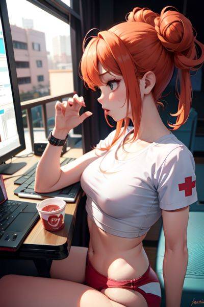 Anime Busty Small Tits 18 Age Pouting Lips Face Ginger Hair Bun Hair Style Light Skin Cyberpunk Stage Side View Working Out Nurse 3671064457525355811 - AI Hentai - aihentai.co on pornsimulated.com