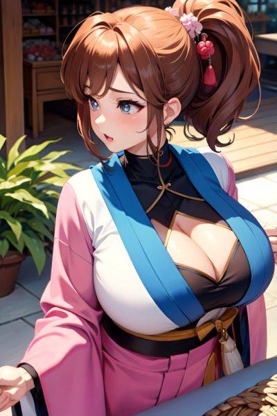 Anime Busty Huge Boobs 80s Age Shocked Face Brunette Ponytail Hair Style Light Skin Watercolor Grocery Close Up View Massage Kimono 3671076051871848608 - AI Hentai - aihentai.co on pornsimulated.com