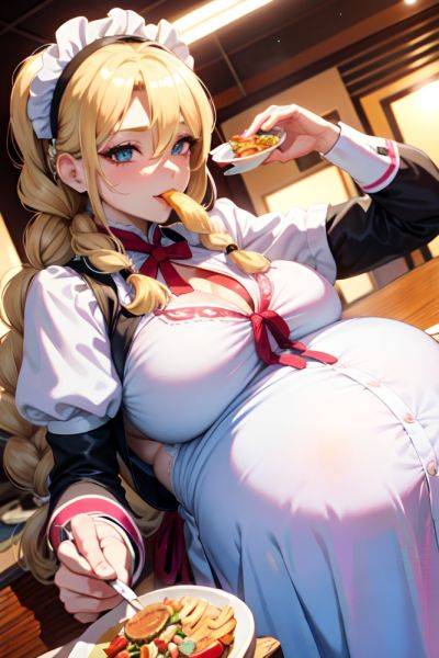 Anime Pregnant Huge Boobs 80s Age Happy Face Blonde Braided Hair Style Light Skin Cyberpunk Snow Close Up View Eating Maid 3676251919495446585 - AI Hentai - aihentai.co on pornsimulated.com