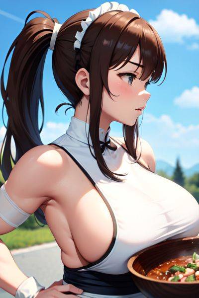 Anime Muscular Huge Boobs 40s Age Sad Face Brunette Pigtails Hair Style Light Skin Warm Anime Club Side View Cooking Maid 3671404616874156259 - AI Hentai - aihentai.co on pornsimulated.com